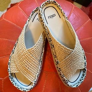Fendi raffia crisscross sandals